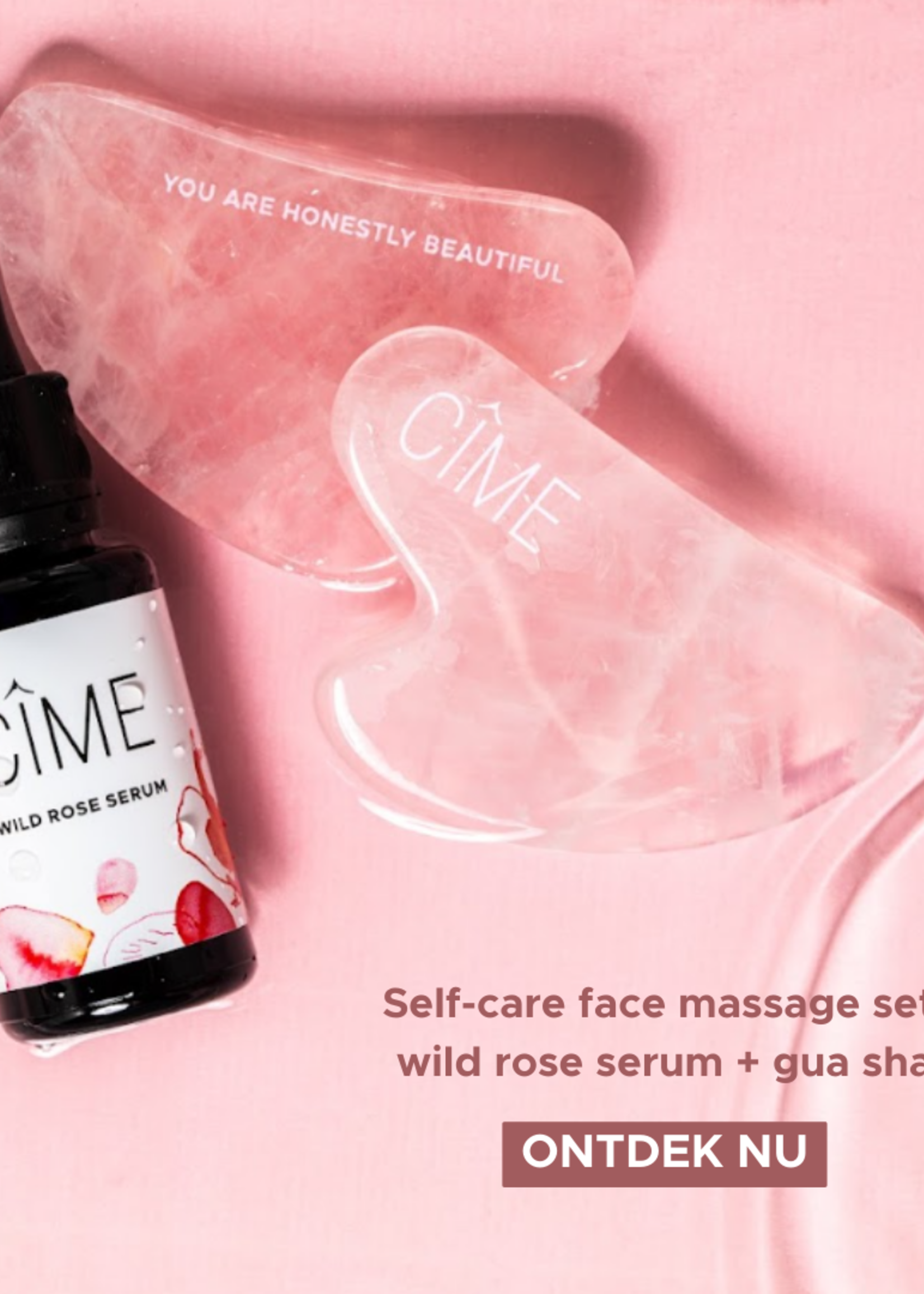 Cîme Self-care face massage set | Wilde rozen serum + Gua sha