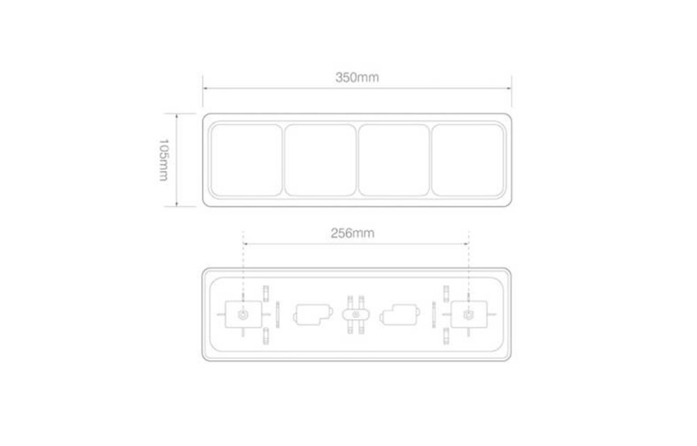 LED-Rücklicht mit schwarzem Rand | 12-24V | 40cm. Kabel