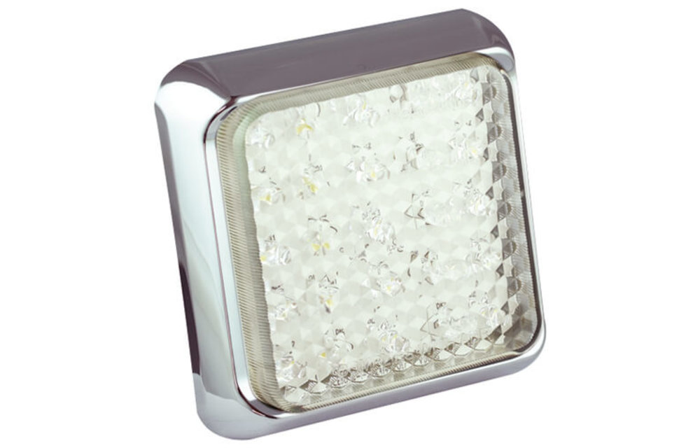 LED-Rückleuchte mit Chromring | 12-24V | 40cm. Kabel