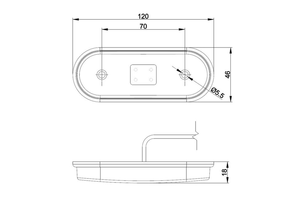 LED Umrissleuchte rot | 12-24V | 50cm. Kabel