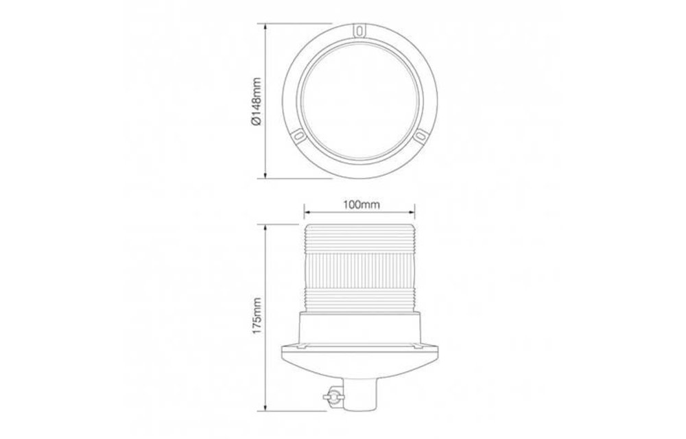 R65 LED-Blitz / Rundumleuchte | 10-30V | PC mit Din-Montage