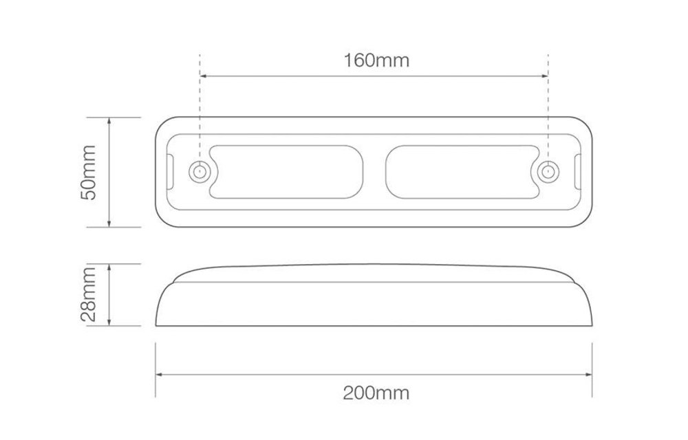 LED-Brems- / Rückleuchte Slimline | 12-24V | 40cm. Kabel