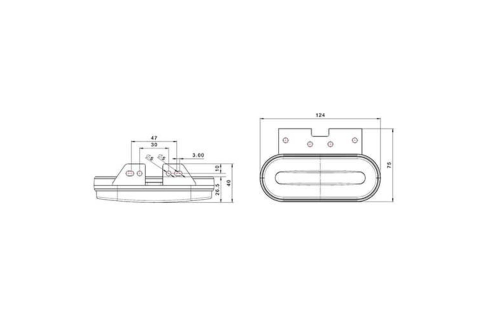 LED-Seitenblinker mit Blinkfunktion | 12-24V | 50cm. Kabel