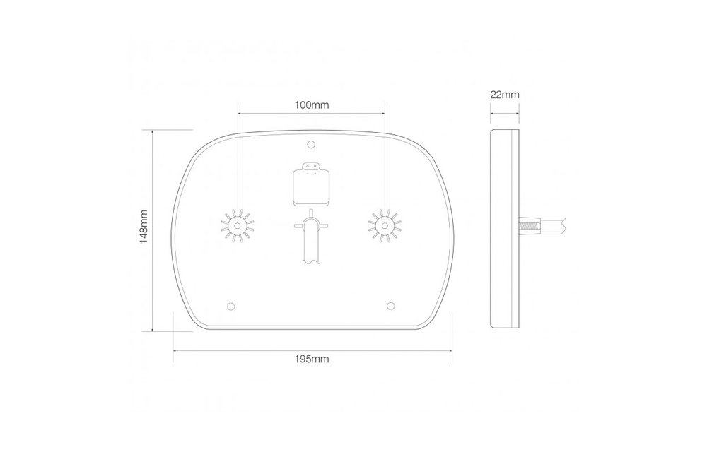 Links Slimline LED-Rücklicht | 12-24V | 180cm. Kabel | 6 PIN-Anschluss