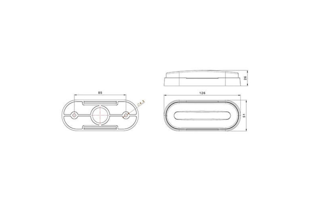 LED Umrissleuchte rot | 12-24V | 50cm. Kabel