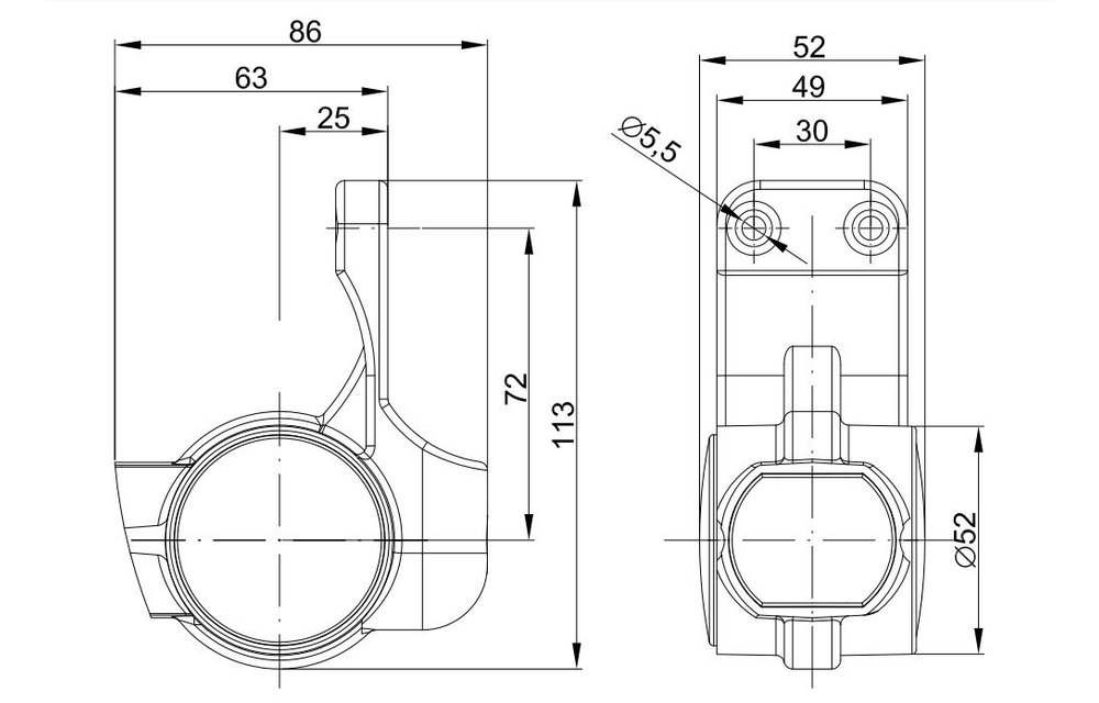Rechts | LED Begrenzungsleuchte | kurzer Griff | 12-36V | 0.75mm2 Stecker