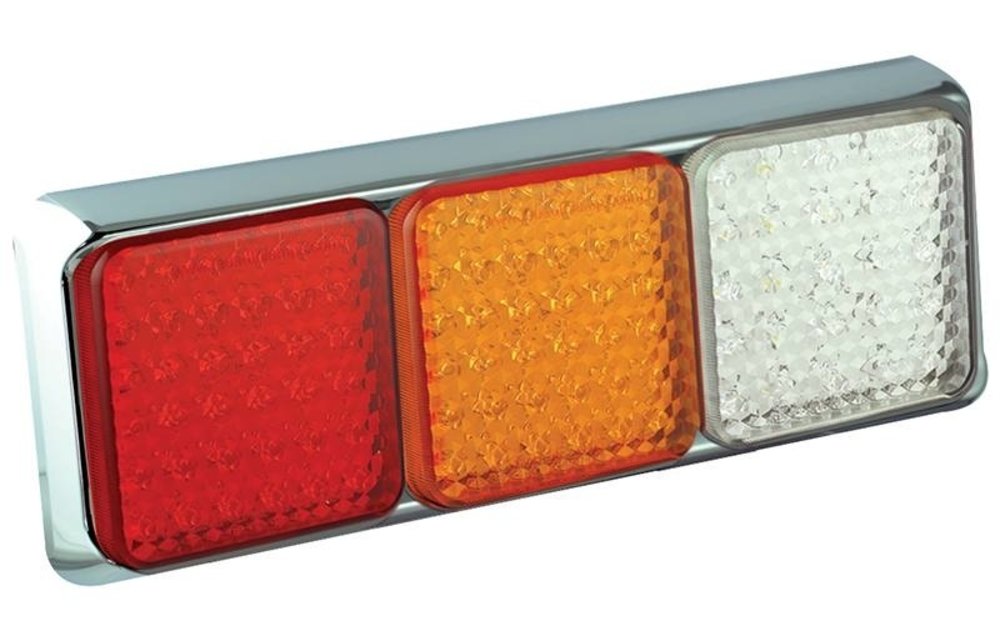 LED-Rücklicht mit Chromring | 12-24V | 40cm. Kabel