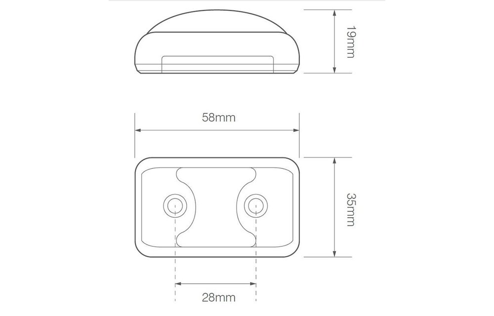 LED Umrissleuchte weiß | 12-24V | 2 Steckerstift des