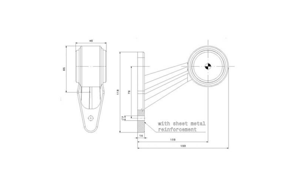 Links | LED Begrenzungsleuchte | schräger Stiel | 12-24V | 0,75mm Stecker
