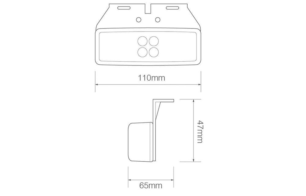 LED Umrissleuchte gelb | 12-24V | 2 Steckerstift des