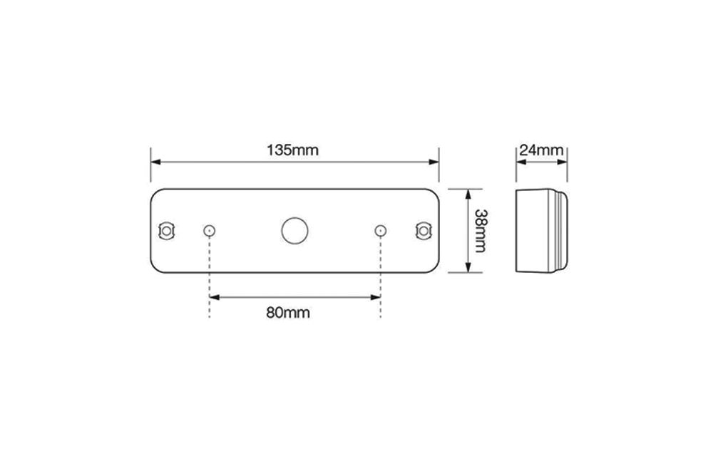 LED-Rückfahrlicht Slimline | 12-24V | 0,18 M. Kabel
