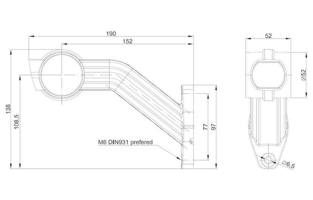 Links | LED Begrenzungsleuchte | schräger Stiel | 12-24V | 0,75mm Stecker