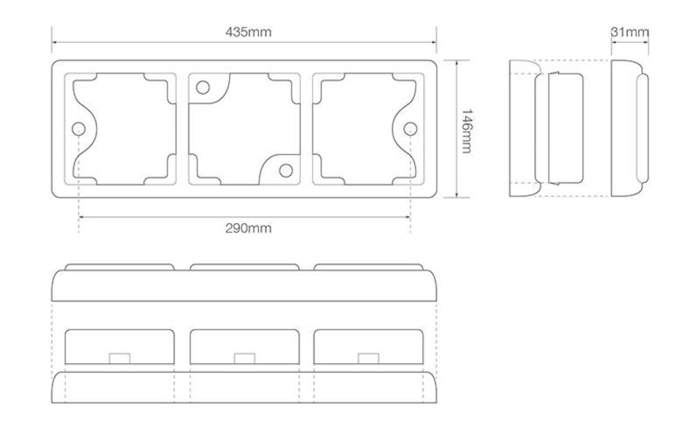 LED-Rücklicht mit Chromring | 12-24V | 40cm. Kabel