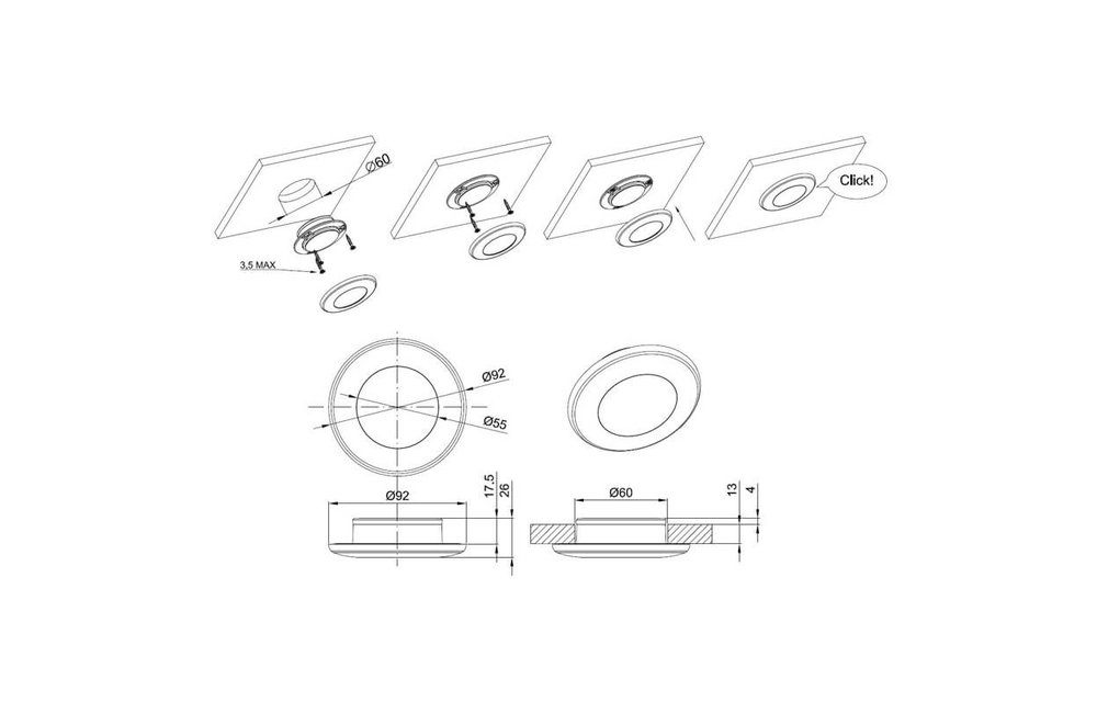 LED Innenraumleuchte Silber | 12-24V | Warmweiß