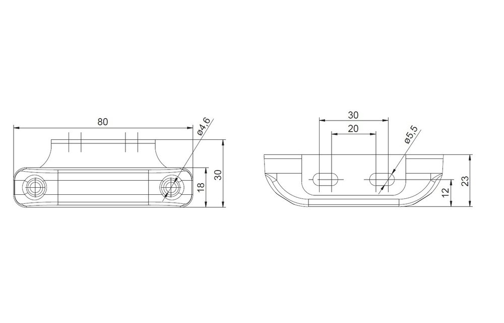LED Umrissleuchte weiß | 12-24V | 50cm. Kabel