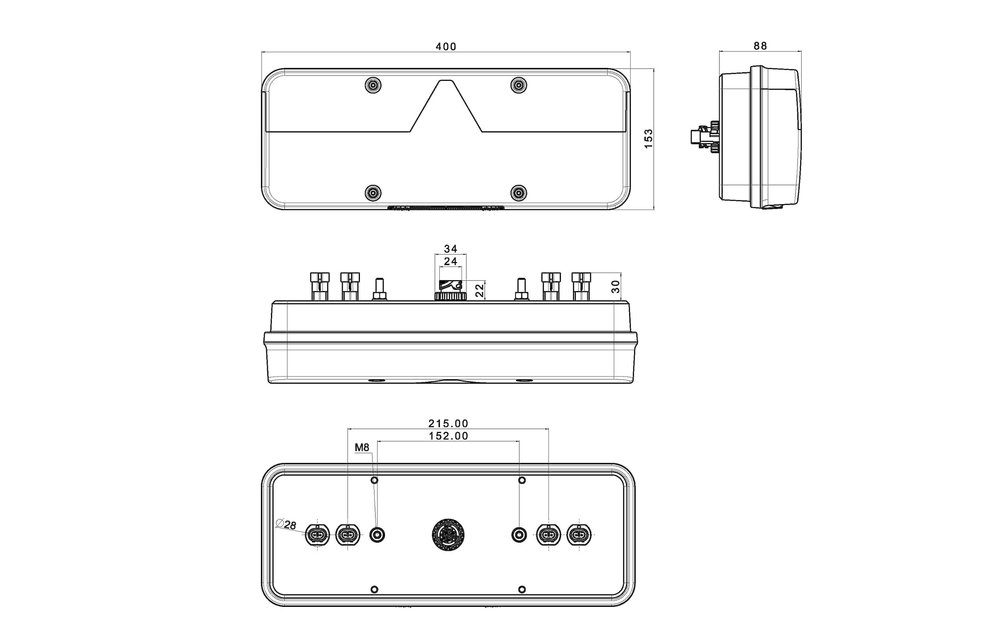 Rechts | LED leuchte-Anhänger | dynamische Blinker | 9-36V | 7-PIN | 200cm. Kabel