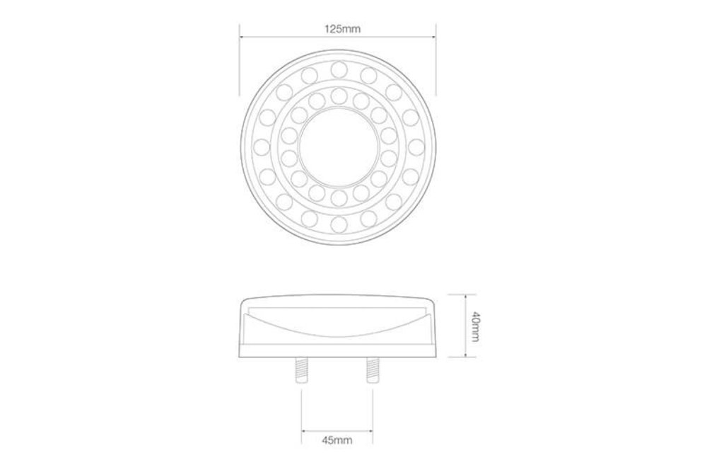 LED-Rücklicht Chromoptik | 12-24V | 40cm. Kabel