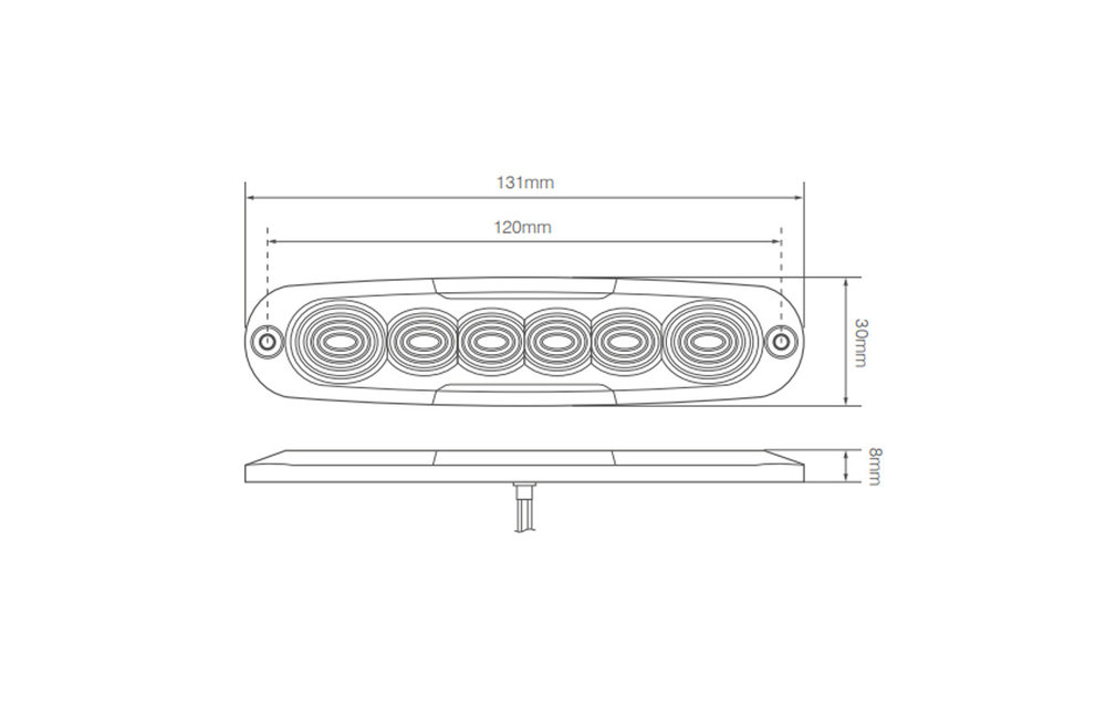 LED Rücklicht Ultracompact | 12-24V | 25cm. Kabel