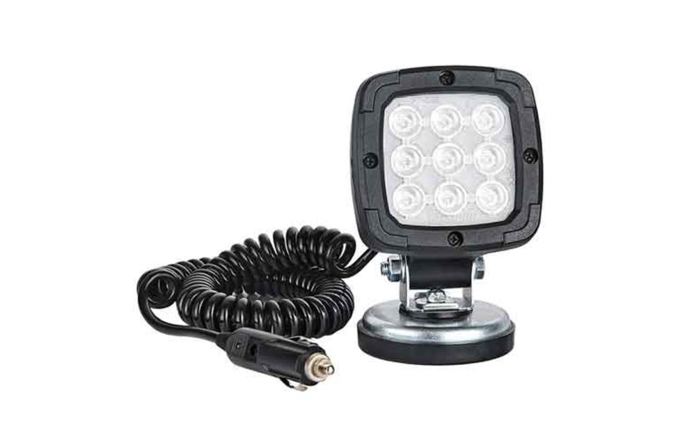 LED Arbeitsscheinwerfer | 1000 Lumen auf Magnetfuß | 12-24V | 3.0m Spiralkabel