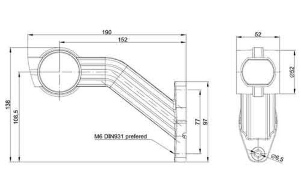 Links | LED Begrenzungsleuchte | schräger Stiel | 12-24V | 10m. Kabel