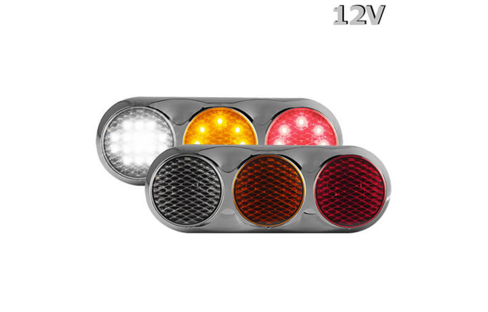 Kombination LED-Leuchte | 12v | 30cm. Kabel (Farbe + Chrom)