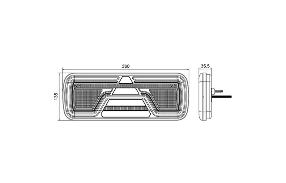 Rechts | Neon LED-Rücklicht | dynamische Blinker | 12-24V | 200cm. Kabel