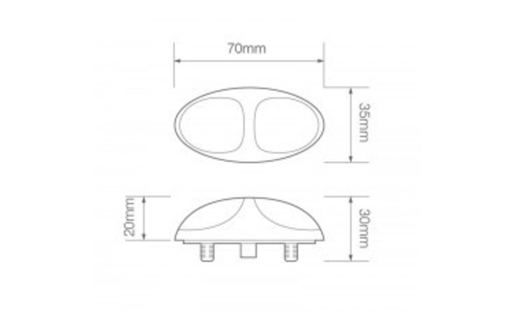 LED Umrissleuchte gelb | 12-24V | 10cm. Kabel