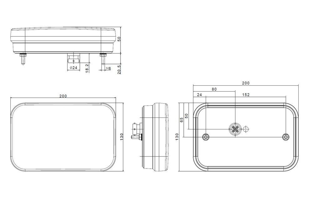 Rechts | LED-Rücklicht Rücklicht und Kennzeichenbeleuchtung 12V 5PIN