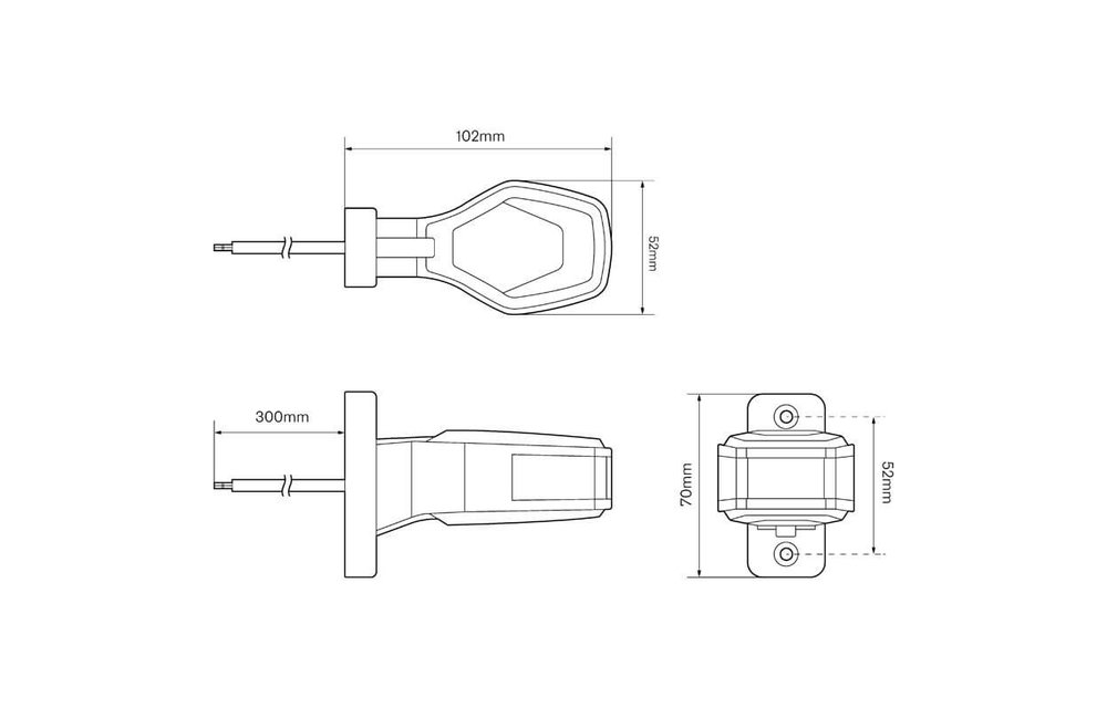Links | LED Begrenzungsleuchte | 12-24V | 30cm. Kabel (rot / weiß)