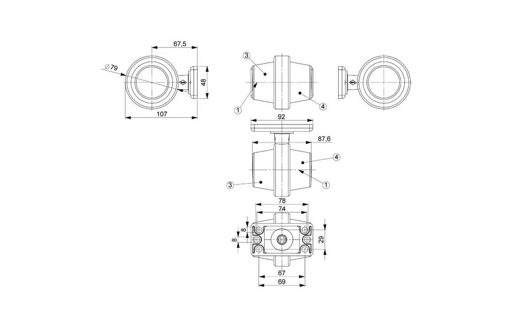 LED-Pendelleuchte, kurzer Stiel und klare Linse, | 12-24V |
