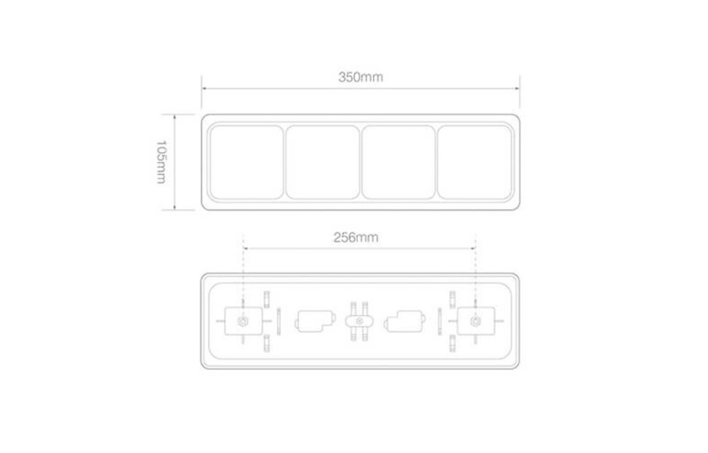 LED-Rücklicht mit schwarzem Rand | 12-24V | 40cm. Kabel
