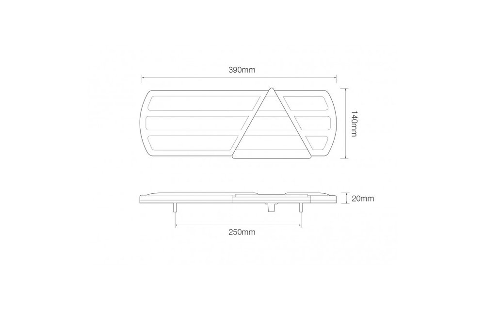 Links Slimline LED-Rücklicht | 12-24V | 120cm. Kabel | 6 PIN-Anschluss