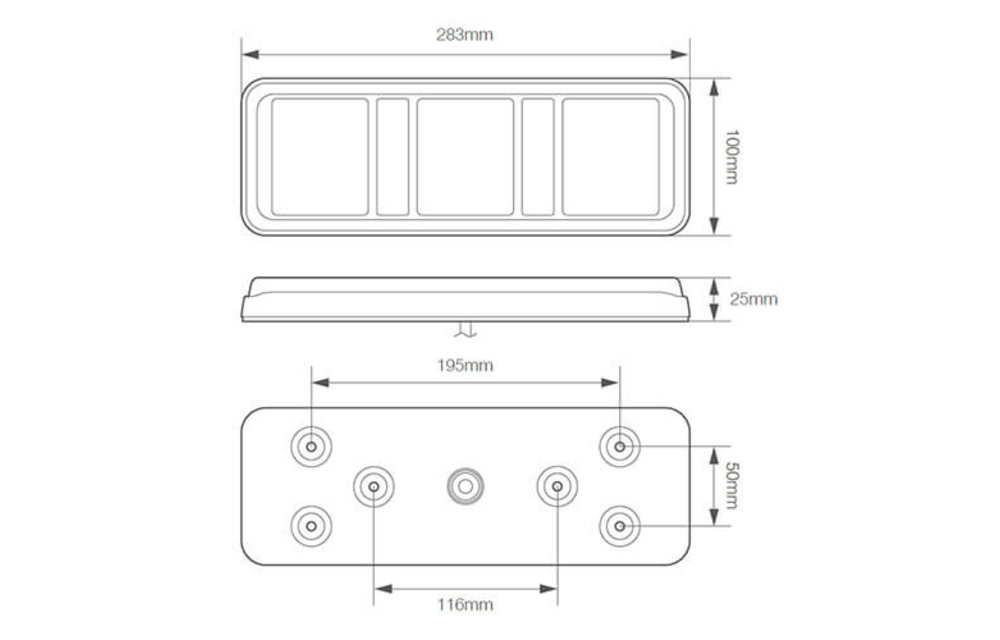 LED-Rücklicht ohne Kennzeichenbeleuchtung | 12-24V | 40cm. Kabel
