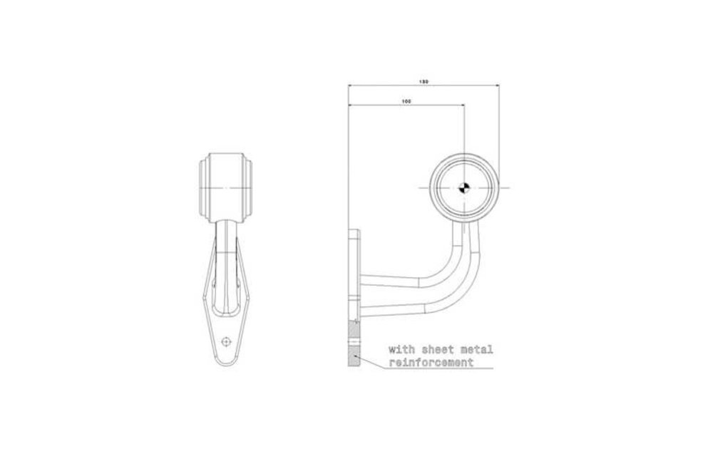 Links | LED Begrenzungsleuchte | Winkelstahl | 12-24V | 0,75mm Stecker