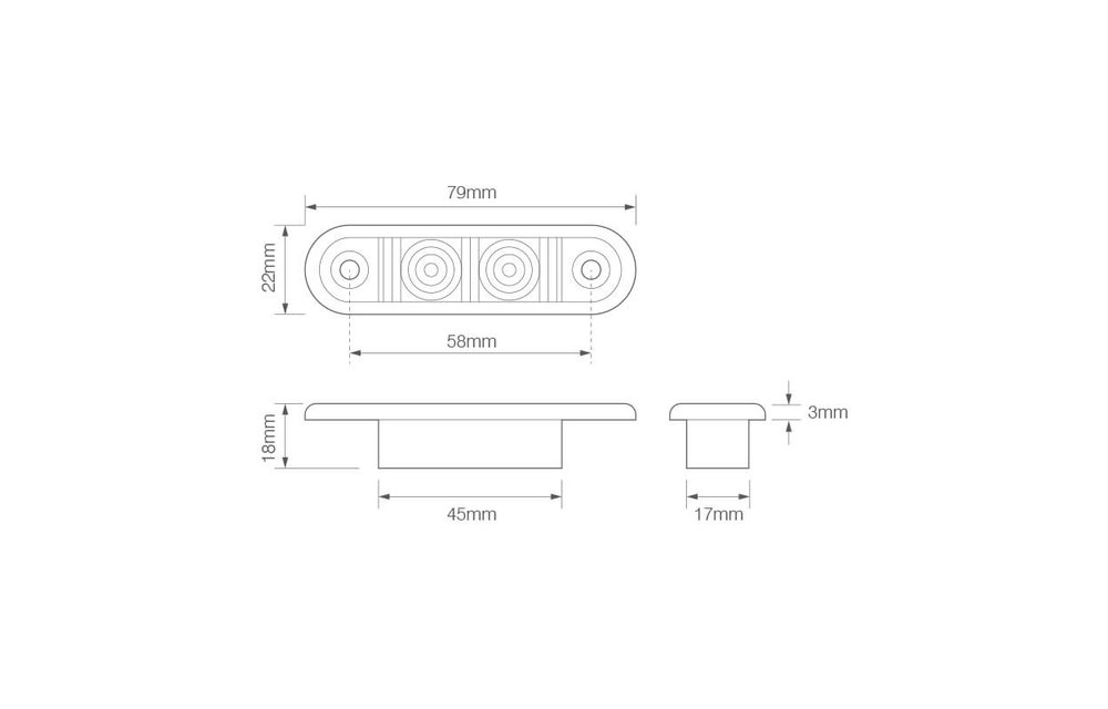 LED Umrissleuchte rot bündig | 12-24V | 20 cm. Kabel