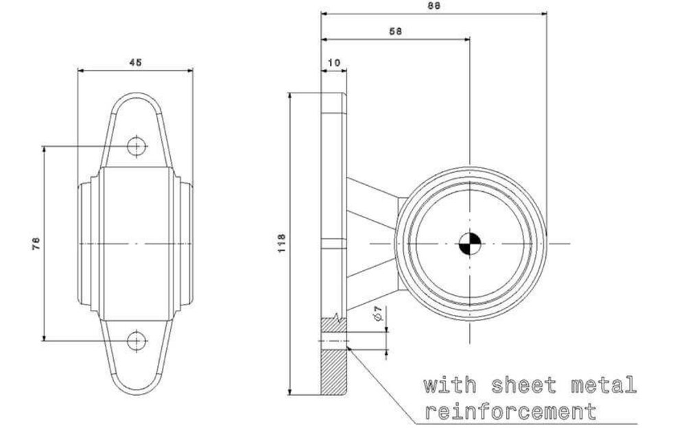 LED Begrenzungsleuchte, kurzer Stiel | 12-24V | 0,75mm Stecker