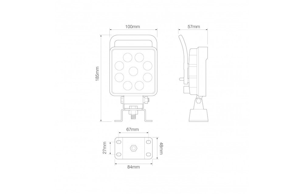 LED Arbeitsscheinwerfer | 13,5 Watt | 1710 Lumen | 9-36V | 40cm. Kabel | IP69K
