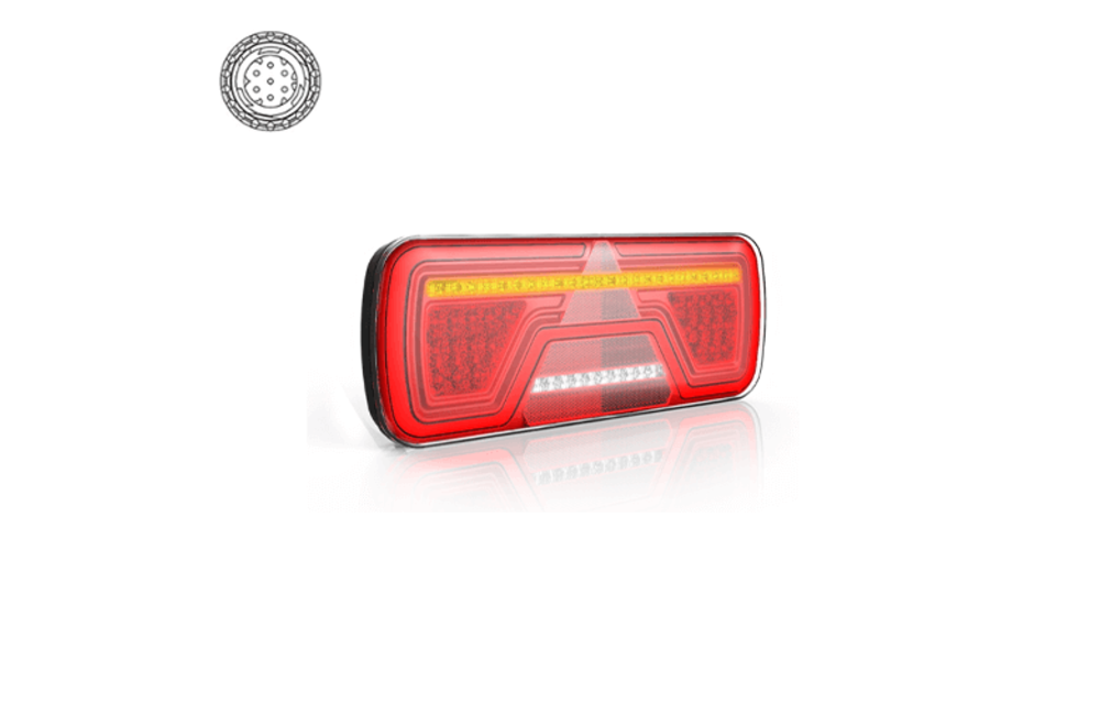 Links | Neon LED-Rücklicht | dynamische Blinker | 12-24V | 7-PIN AMP | 200cm. Kabel