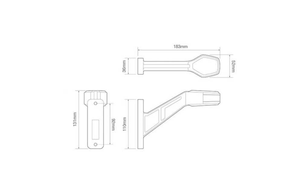 Links | LED Begrenzungsleuchte | 12-24V | 30cm. Kabel (rot / weiß / gelb)