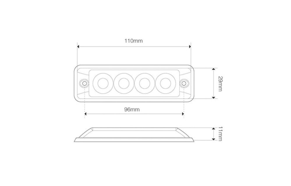 Ultra-flache Slimline LED-Blitzer | 4 LEDs blau | 10-30V |