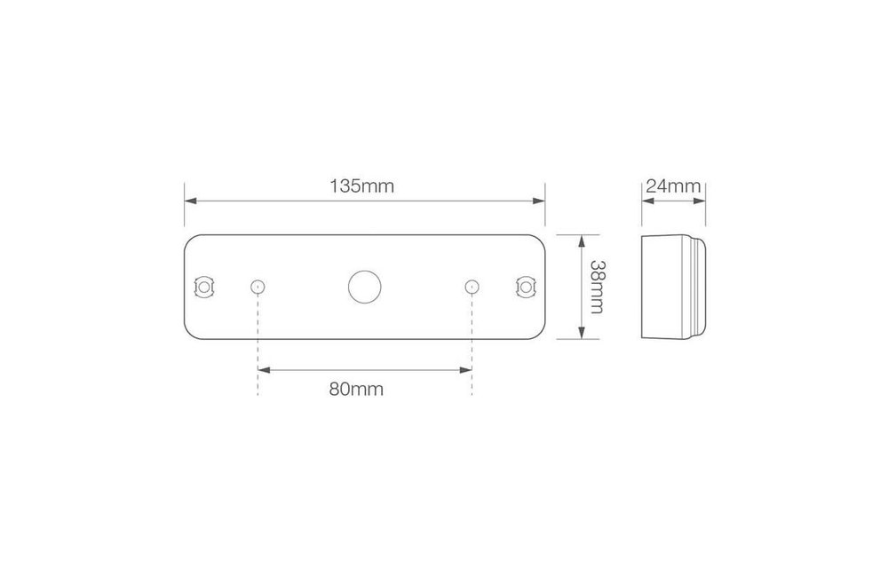 LED-Rücklicht Slimline | 12-24V | 0,18 M. Kabel