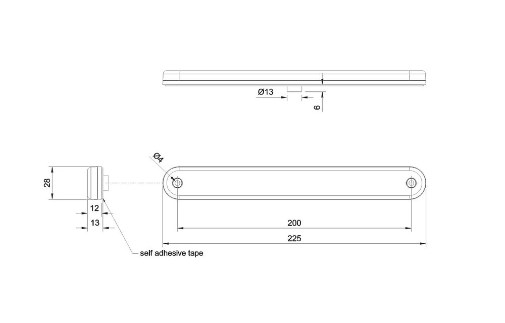 LED Umrissleuchte rot | 12-24V | 50cm. Kabel