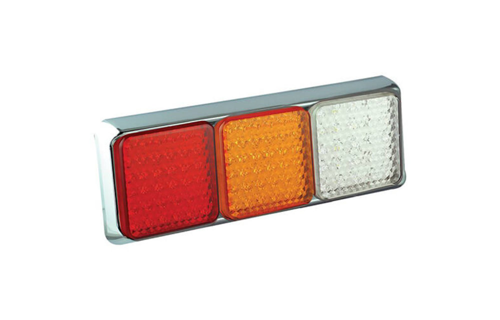 LED-Rücklicht mit Chromring | 12-24V | 40cm. Kabel
