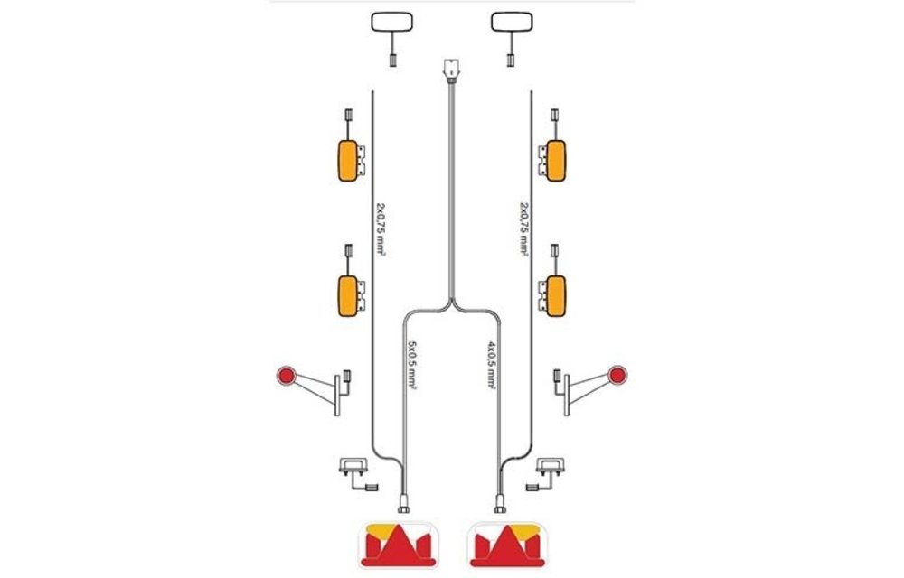 Kabelbaum 5-PIN | 14,0m lang mit 1400 ml. DC-Kabel und 7-polig