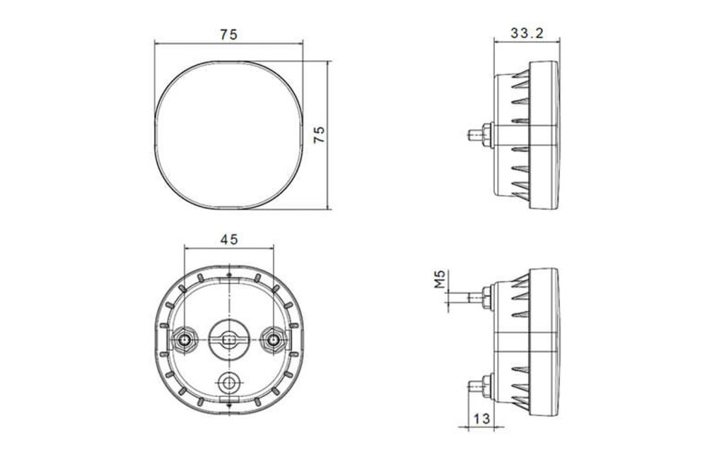 LED-Nebelscheinwerferscheinwerfer | 12-24V | 50cm. Kabel (flache Montage)