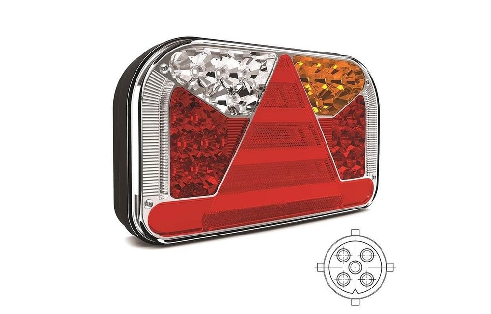Links | LED-Rücklicht mit Kennzeichenbeleuchtung | 12-36V | 5 Pins