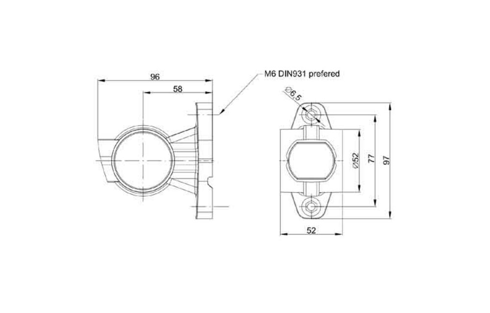 Rechts | LED Begrenzungsleuchte | kurzer Griff | 12-36V | 1,5mm2 Anschluss