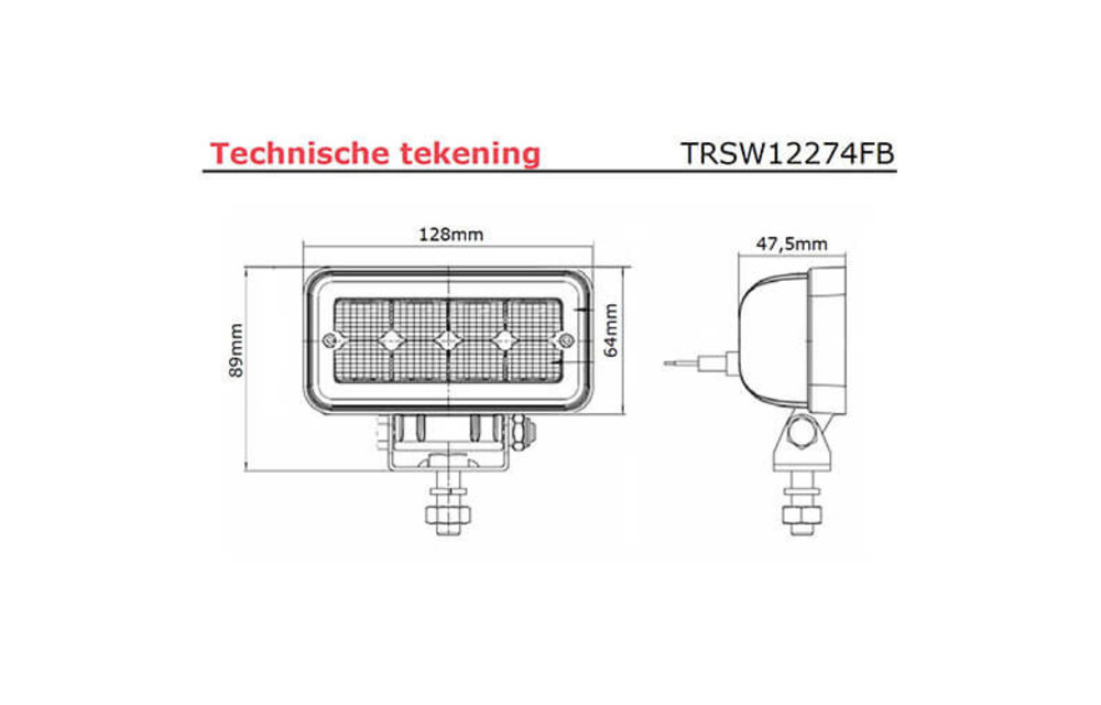 LED Arbeitsscheinwerfer | 1136 Lumen | 9-36V | 40cm. Kabel