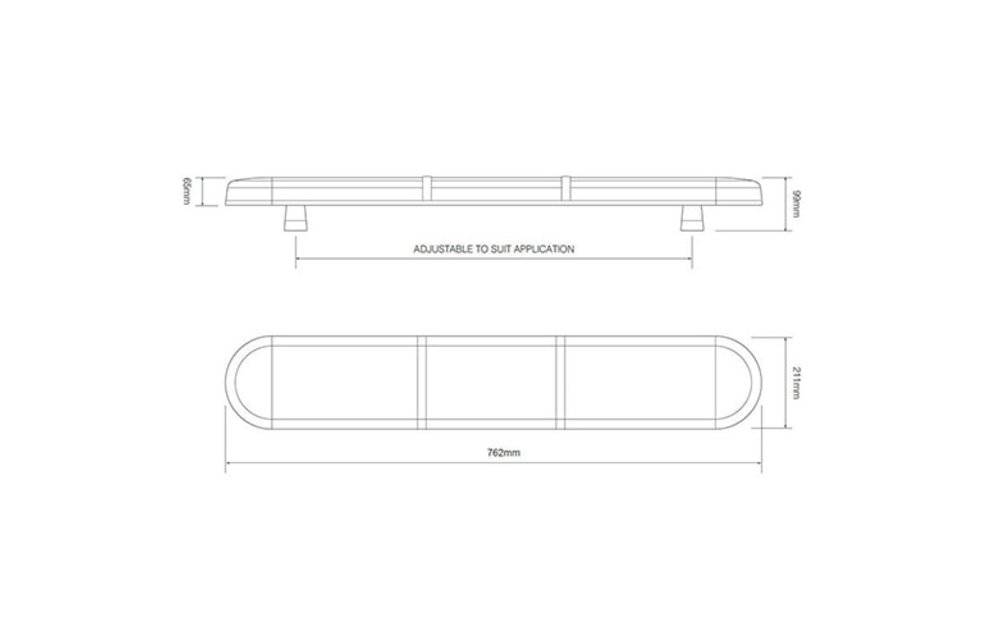 R65 LED-Lichtbalk l gelbe Linse mit zwei LED-Module 762mm | 10-30V |