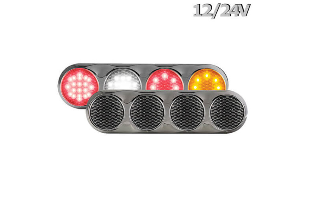 Kombination LED-Leuchte | 12-24V | 30cm. Kabel (+ Glanzverchromung)